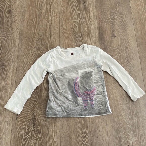 Tea Collection White and Gray Girls Shirt - Picture 1 of 5